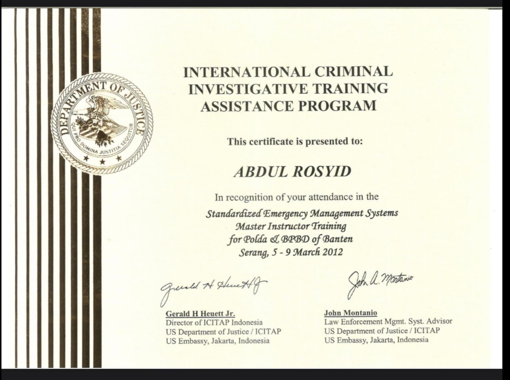 International Training Certificate